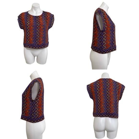 Vintage 90s Chevron BOHO Printed multicolored top / skirt set sz S/M - elastic - - Picture 5 of 11